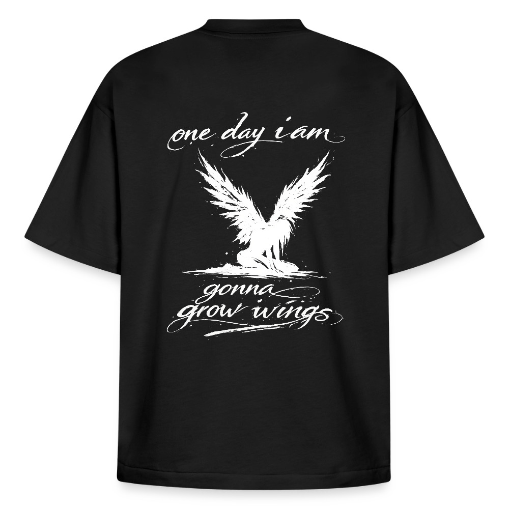 Wings T-Shirt - Boxy Heavyweight Unisex Organic - black